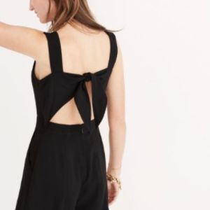 BLACK MADEWELL APRON BOW BACK JUMPSUIT SZ 0